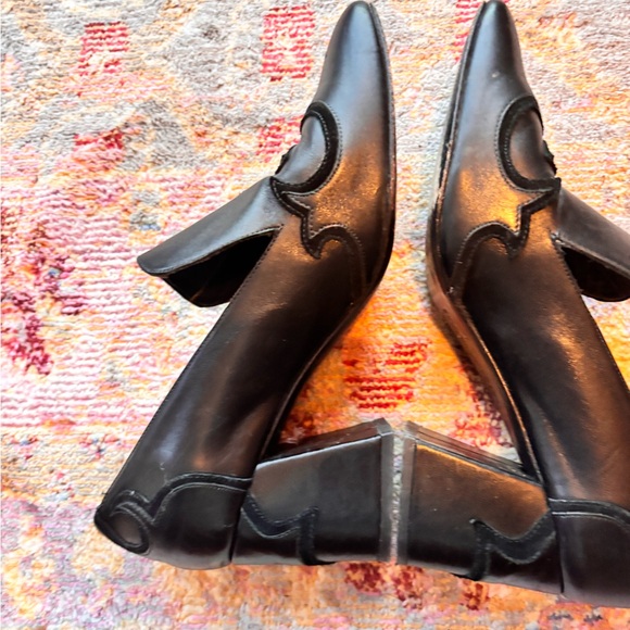 Freda Salvador Western Black Leather Mule Pumps - Picture 3 of 8